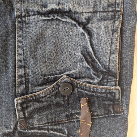 Denim skirt w Leather details- Made in Italy Size Small - Picture 15 of 16